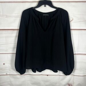 Supply & Demand Blouse Womens Large Black Solid‎ V-Neck Long Sleeve Pullover